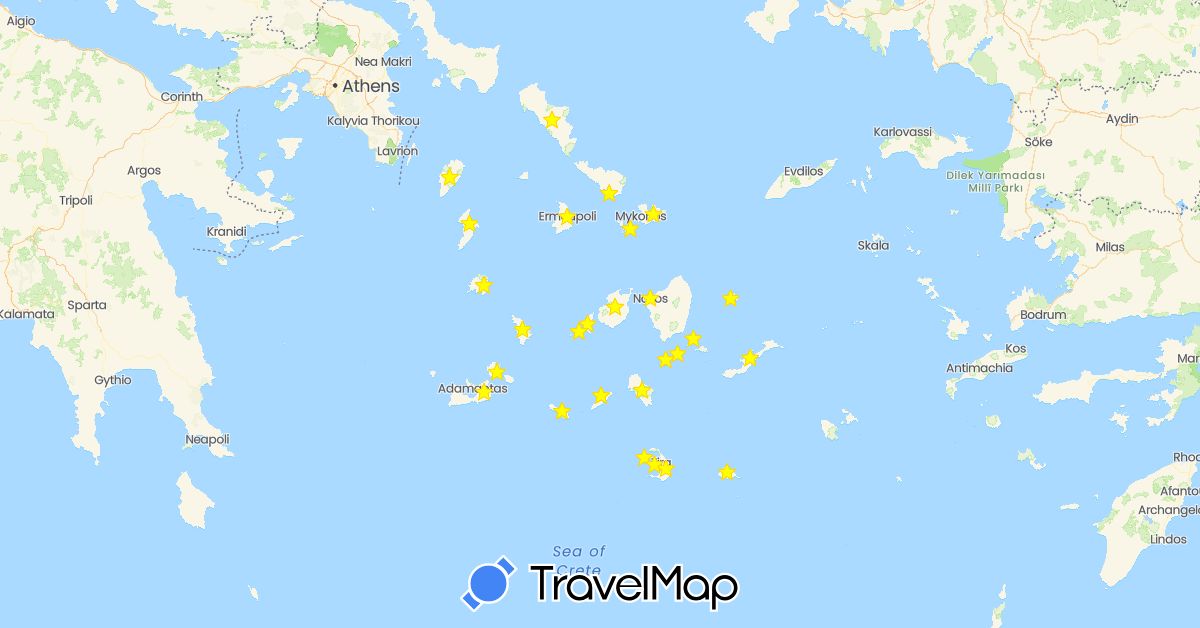 TravelMap itinerary: driving in Greece (Europe)