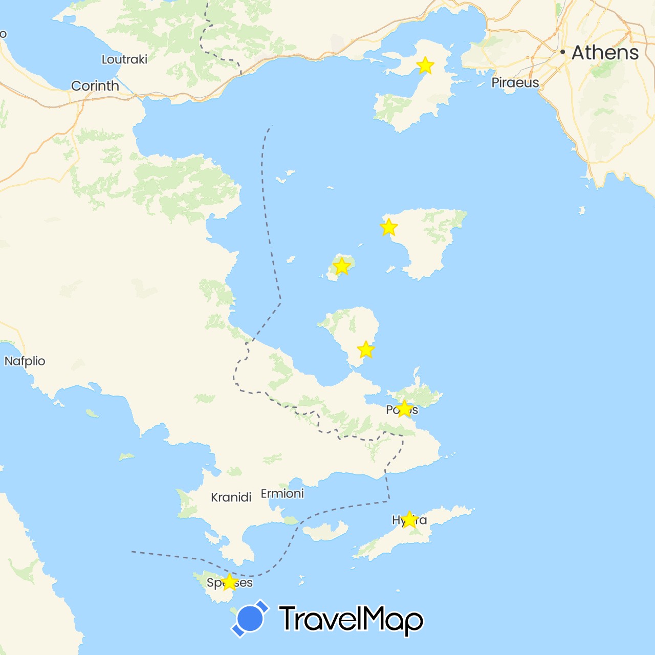 TravelMap itinerary: driving in Greece (Europe)