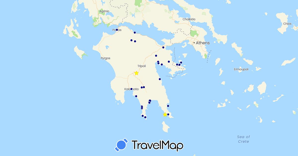TravelMap itinerary: driving in Greece (Europe)