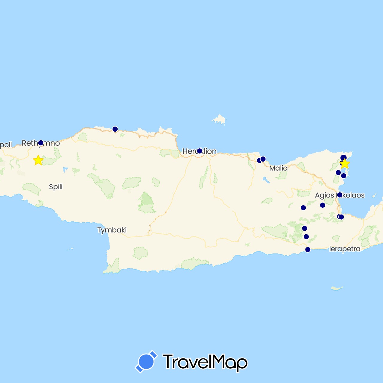 TravelMap itinerary: driving in Greece (Europe)