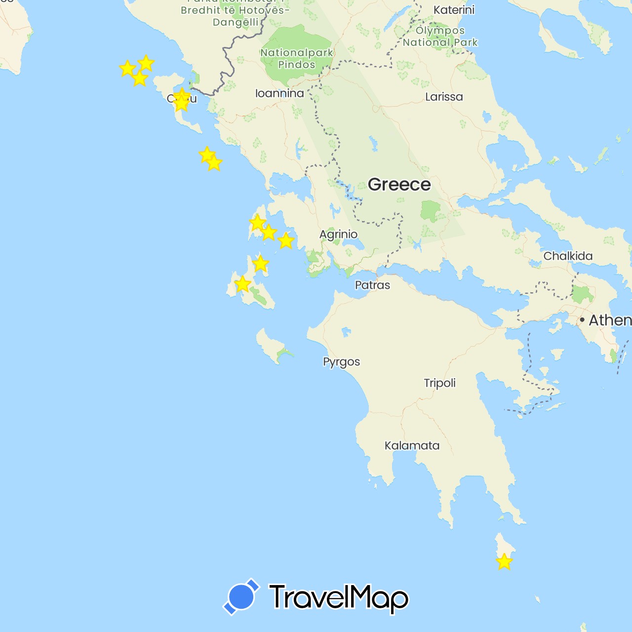 TravelMap itinerary: driving in Greece (Europe)